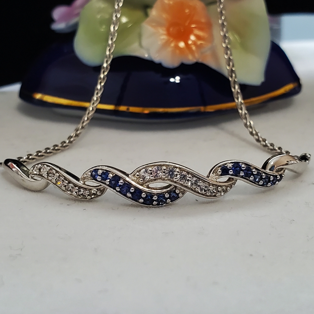 Sterling Sapphire Bolo Bracelet  (Fits up to 8 1/4” Wrist) - Picture 5 of 16